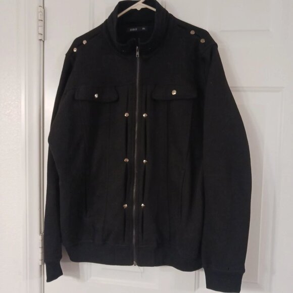 Doublju Biker Style Jacket Men’s XXL Black Full Zip Fleece - Picture 6 of 7